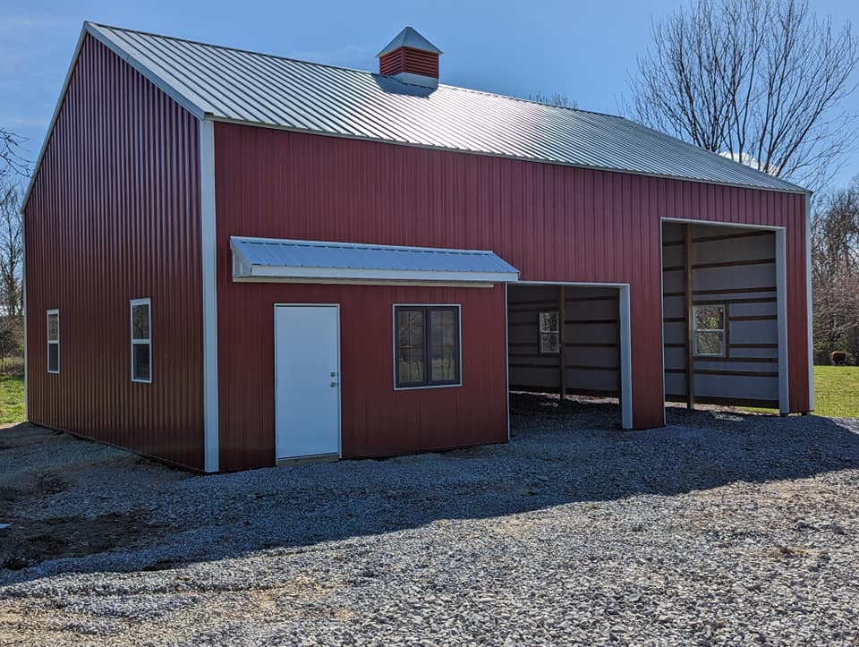 Post Frame Commercial Steel Building with new metal roof